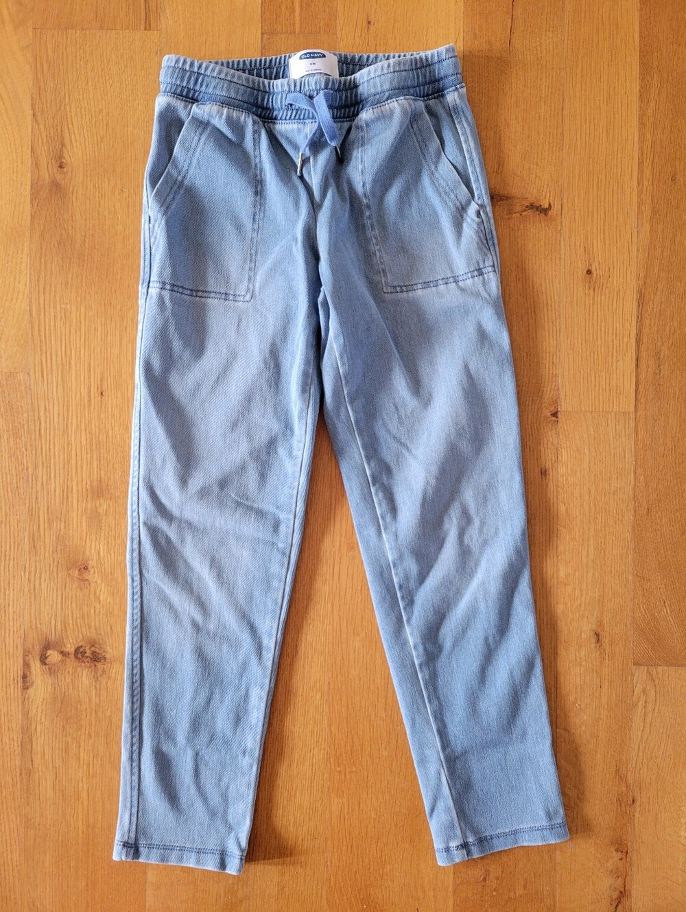 Girls size 8 Old Navy Light Wash Drawstring Waist pull on denim pants